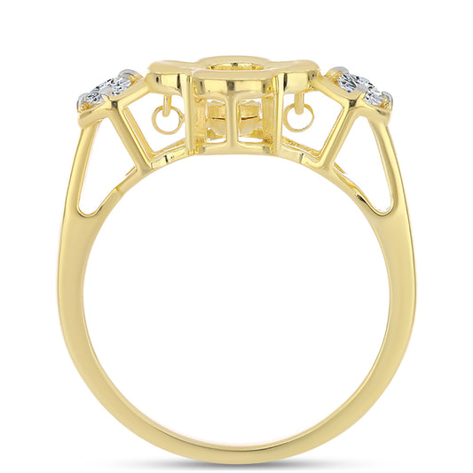 Goldplattierter Silberring mit Cognac-Diamant und weißem Topas