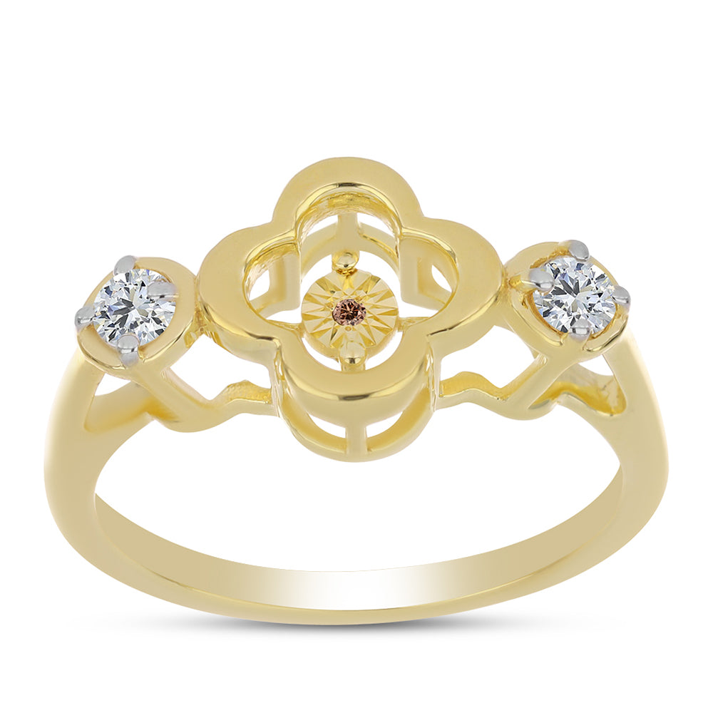 Goldplattierter Silberring mit Cognac-Diamant und weißem Topas