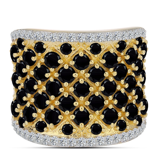 Goldplattierter Silberring mit schwarzem Onyx