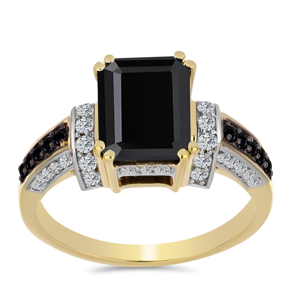 Goldplattierter Silberring mit schwarzem Onyx 3 