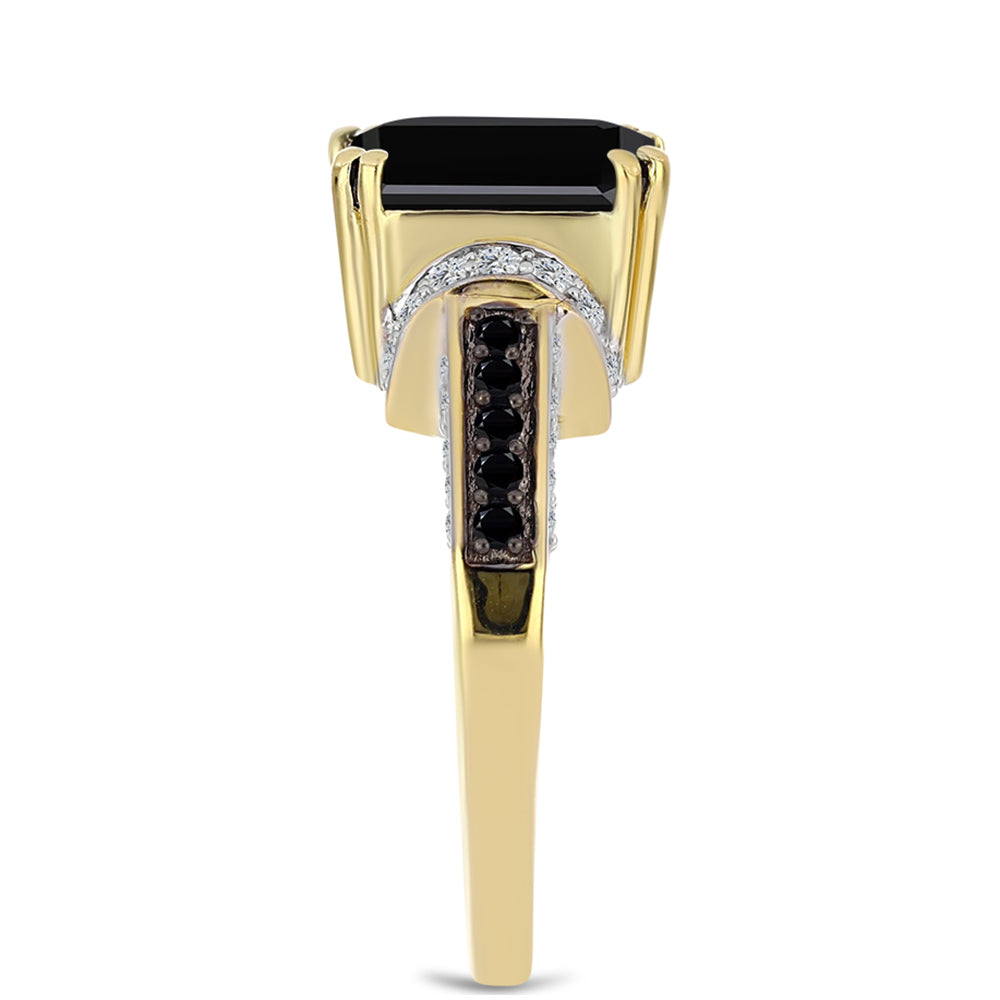 Goldplattierter Silberring mit schwarzem Onyx 4 