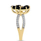 Goldplattierter Silberring mit schwarzem Onyx und weißem Topas