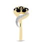 Goldplattierter Silberring mit schwarzem Onyx und weißem Topas