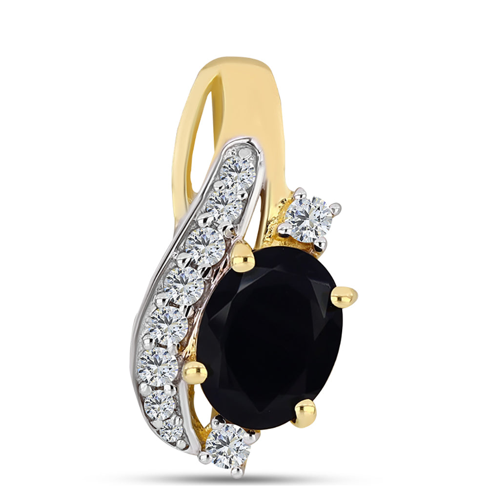 Goldplattierter Silberanhänger mit schwarzem Onyx und weißem Topas 1 