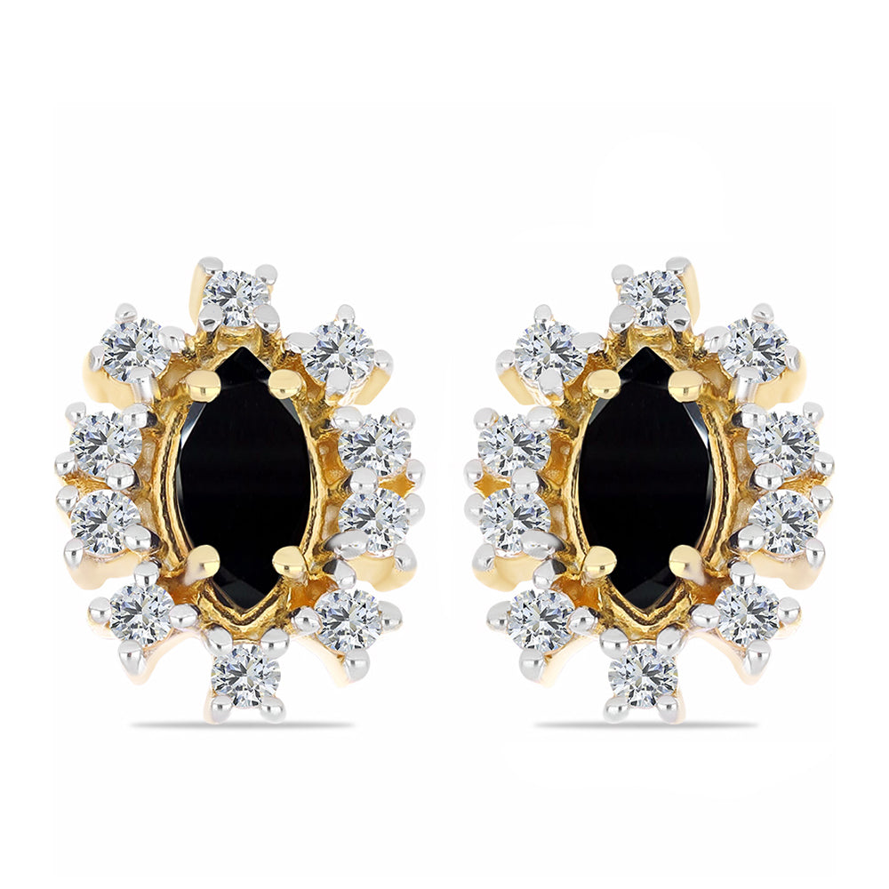 Goldplattierte Silberohrringe mit schwarzem Onyx und weißem Topas 1 