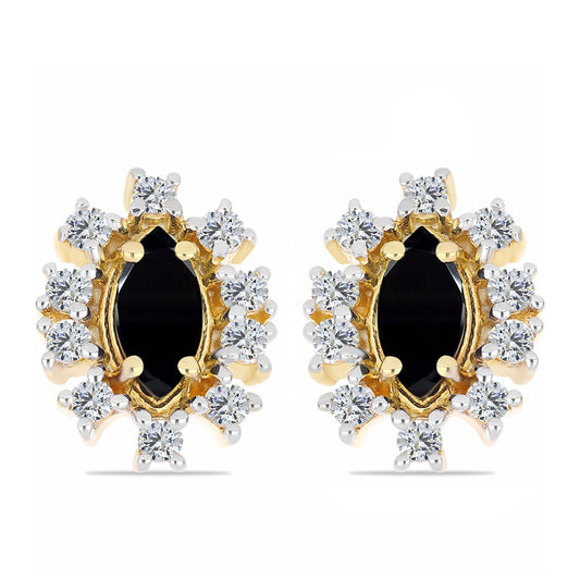 Goldplattierte Silberohrringe mit schwarzem Onyx und weißem Topas