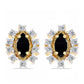 Goldplattierte Silberohrringe mit schwarzem Onyx und weißem Topas