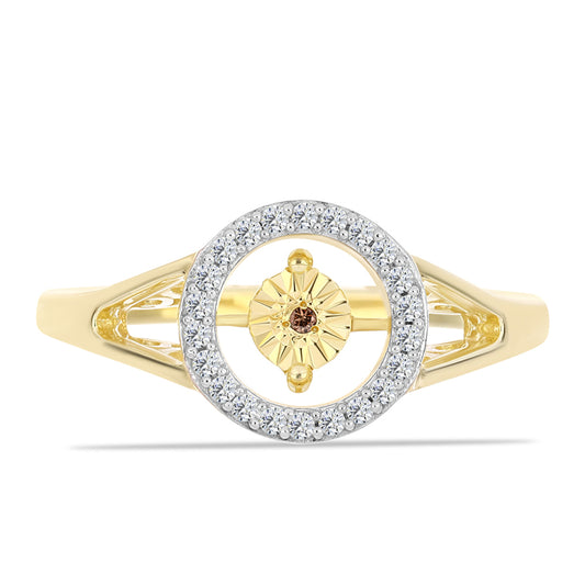 Goldplattierter Silberring mit Cognac-Diamant und weißem Topas