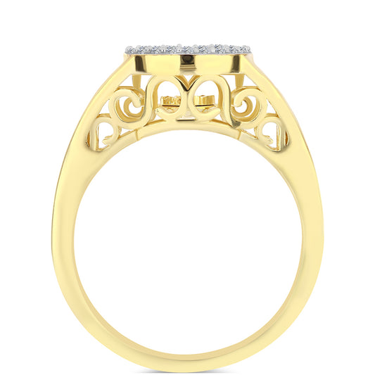 Goldplattierter Silberring mit Cognac-Diamant und weißem Topas