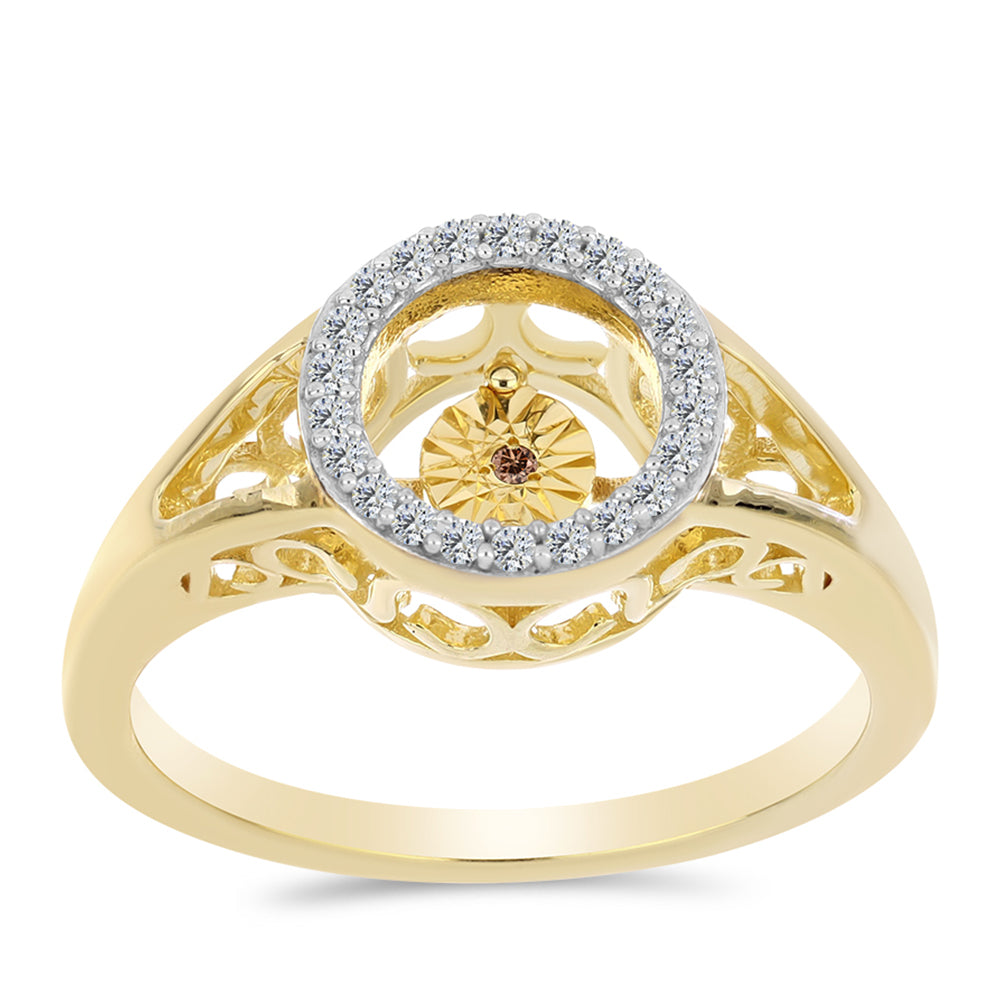 Goldplattierter Silberring mit Cognac-Diamant und weißem Topas 3 