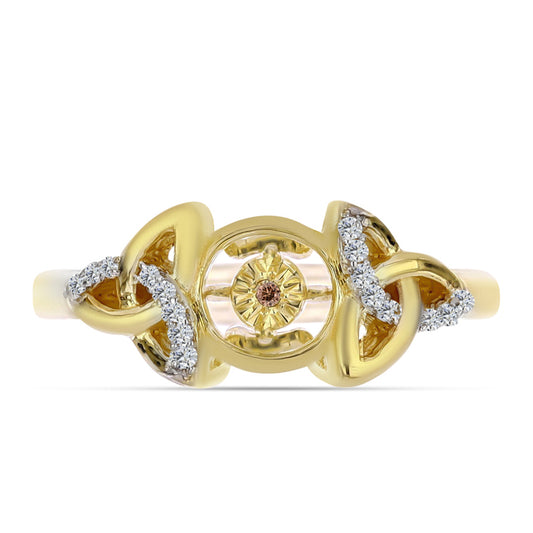 Goldplattierter Silberring mit Cognac-Diamant und weißem Topas