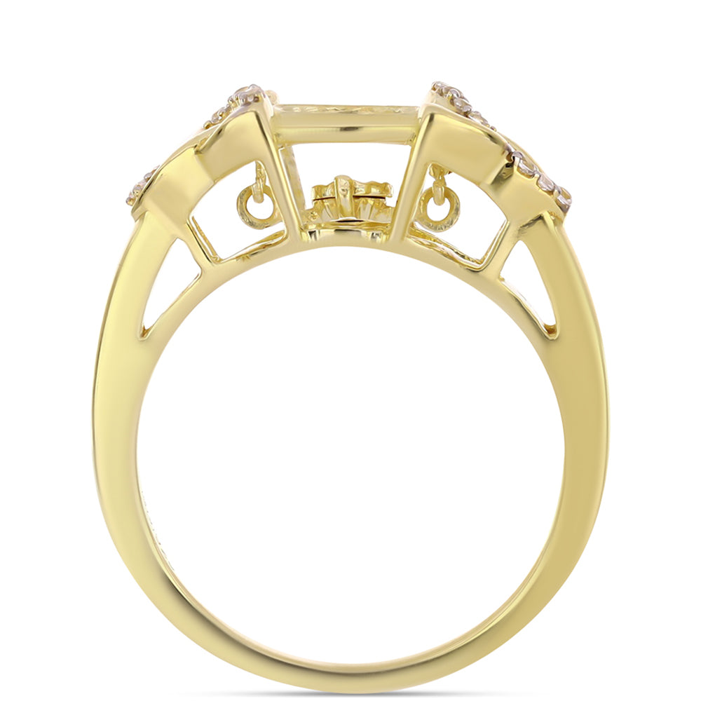 Goldplattierter Silberring mit Cognac-Diamant und weißem Topas 2 