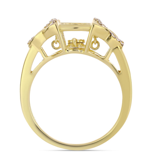 Goldplattierter Silberring mit Cognac-Diamant und weißem Topas