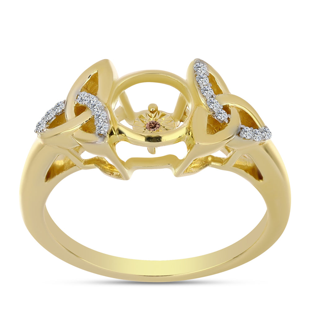 Goldplattierter Silberring mit Cognac-Diamant und weißem Topas 3 