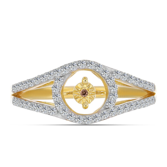 Goldplattierter Silberring mit Cognac-Diamant und weißem Topas