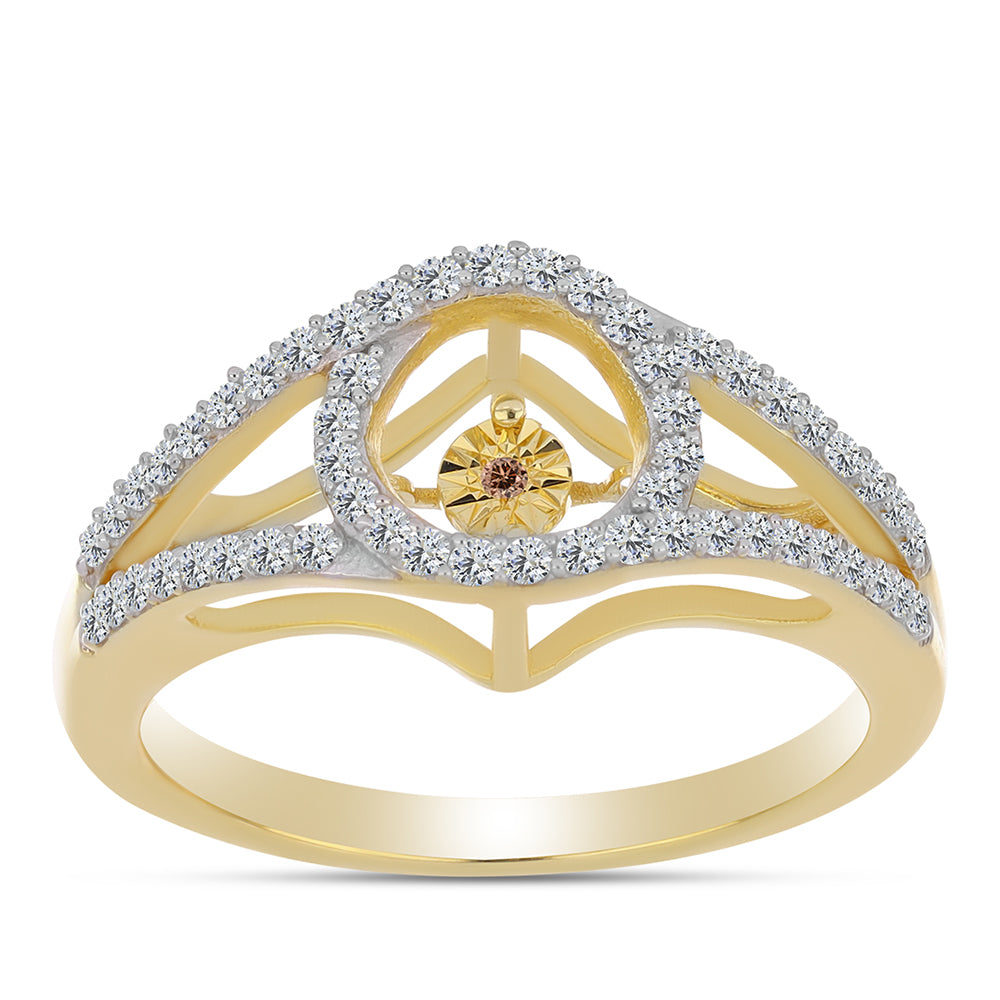Goldplattierter Silberring mit Cognac-Diamant und weißem Topas 3 