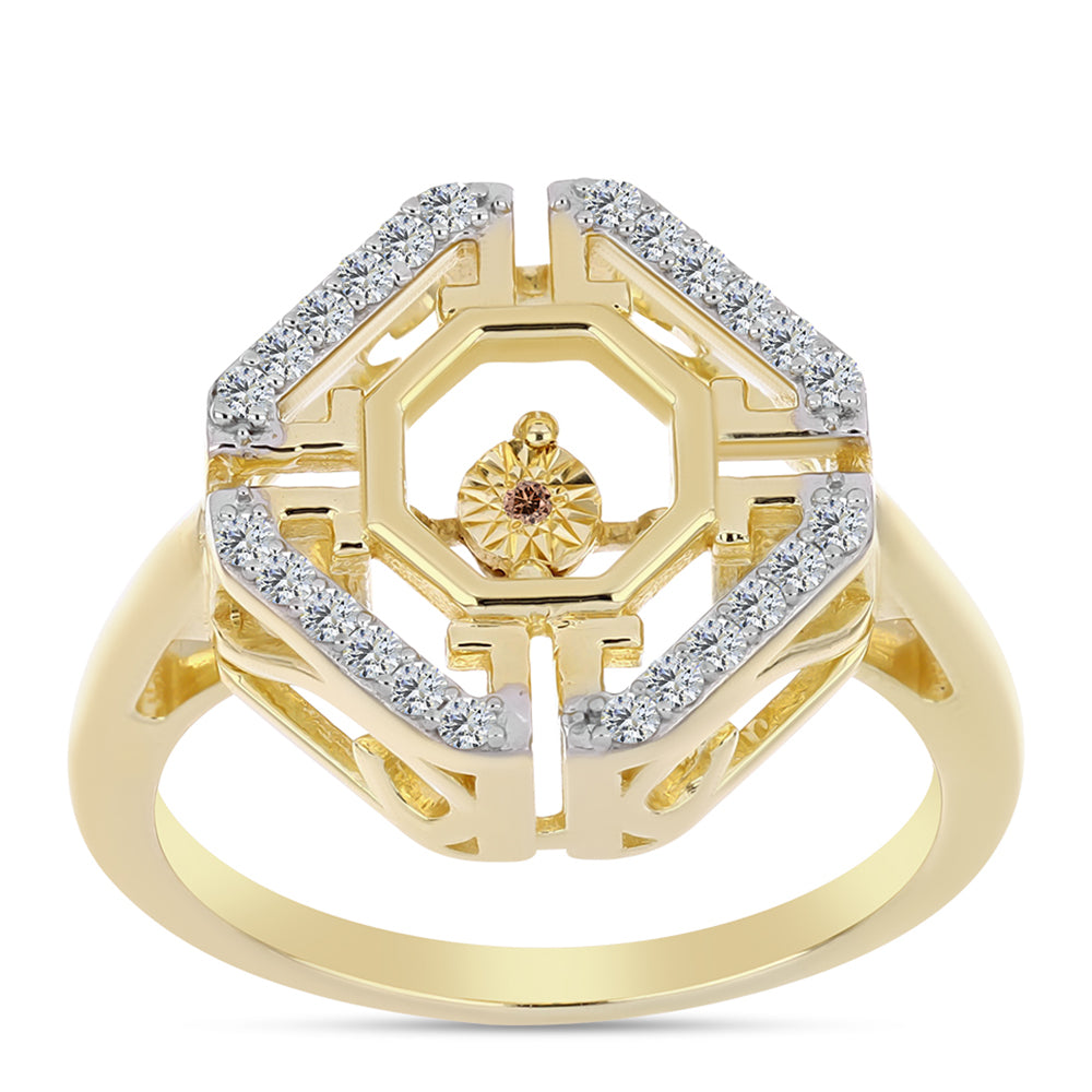 Goldplattierter Silberring mit Cognac-Diamant und weißem Topas 3 