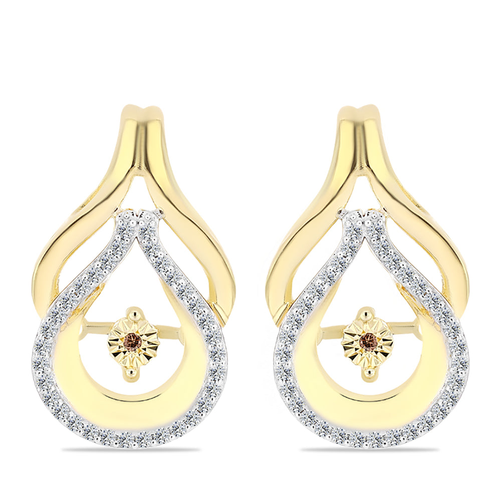 Goldplattierte Silberohrringe mit Cognac-Diamant und weißem Topas