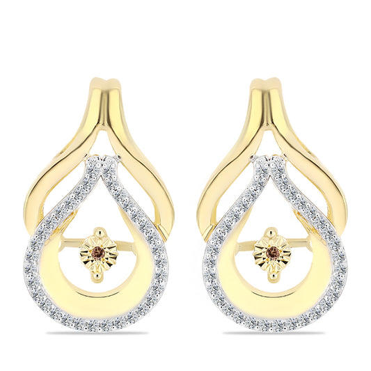 Goldplattierte Silberohrringe mit Cognac-Diamant und weißem Topas