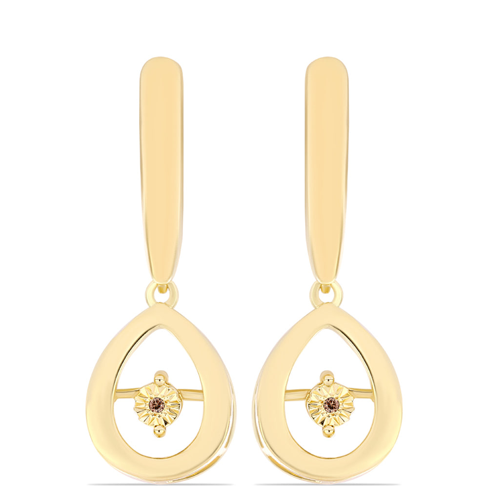 Goldplattierte Silberohrringe mit Cognac-Diamant 1 