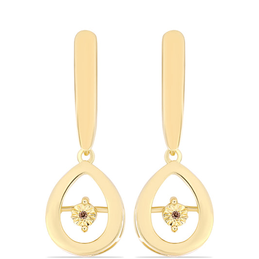 Goldplattierte Silberohrringe mit Cognac-Diamant