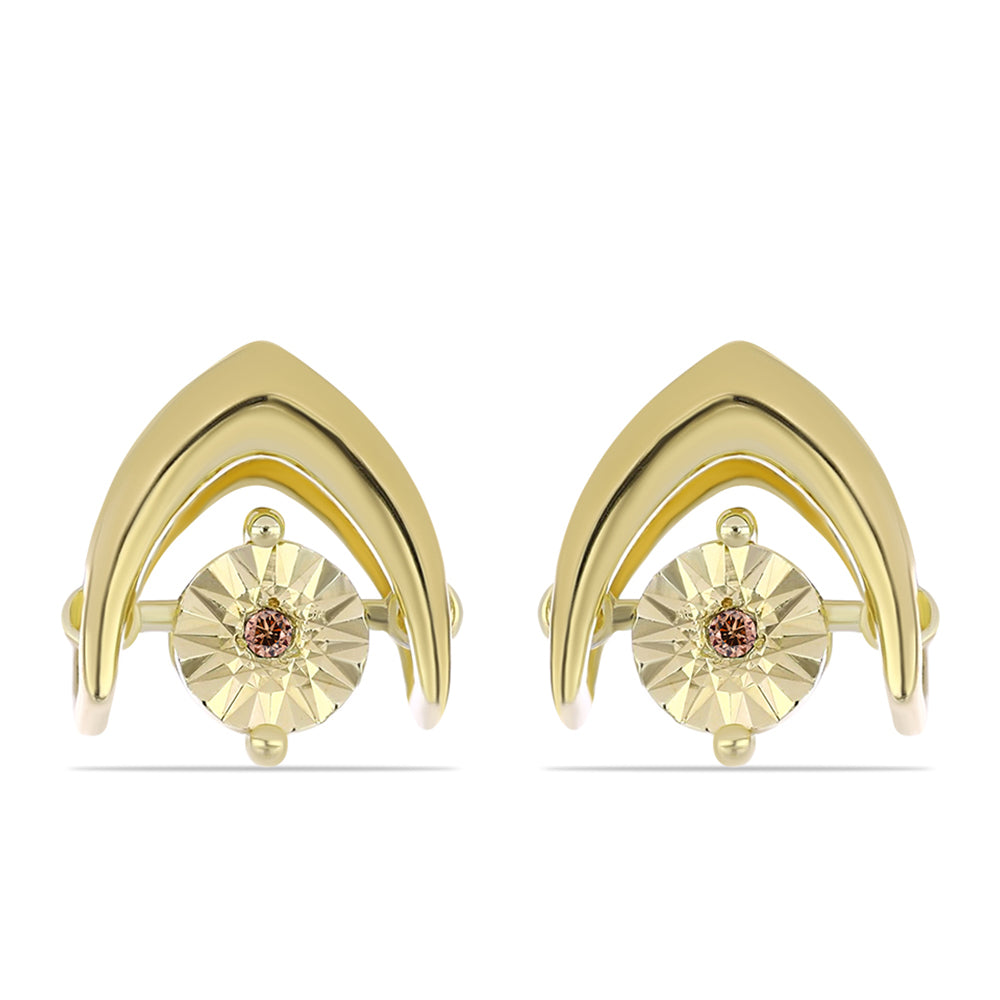 Goldplattierte Silberohrringe mit Cognac-Diamant 1 
