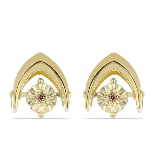 Goldplattierte Silberohrringe mit Cognac-Diamant