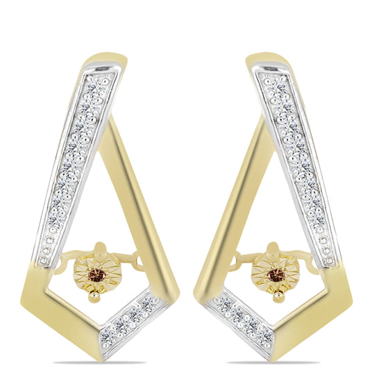 Goldplattierte Silberohrringe mit Cognac-Diamant und weißem Topas