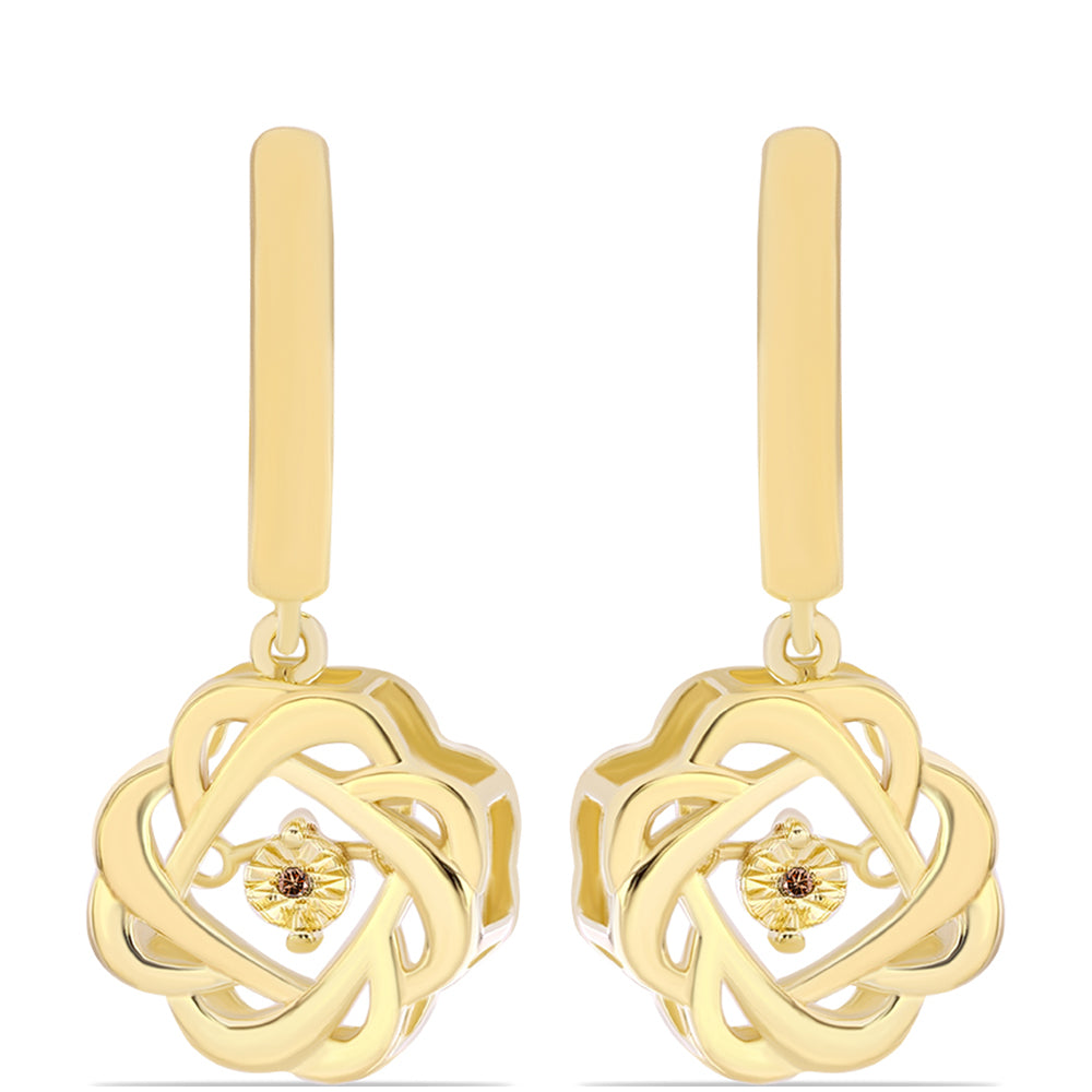 Goldplattierte Silberohrringe mit Cognac-Diamant