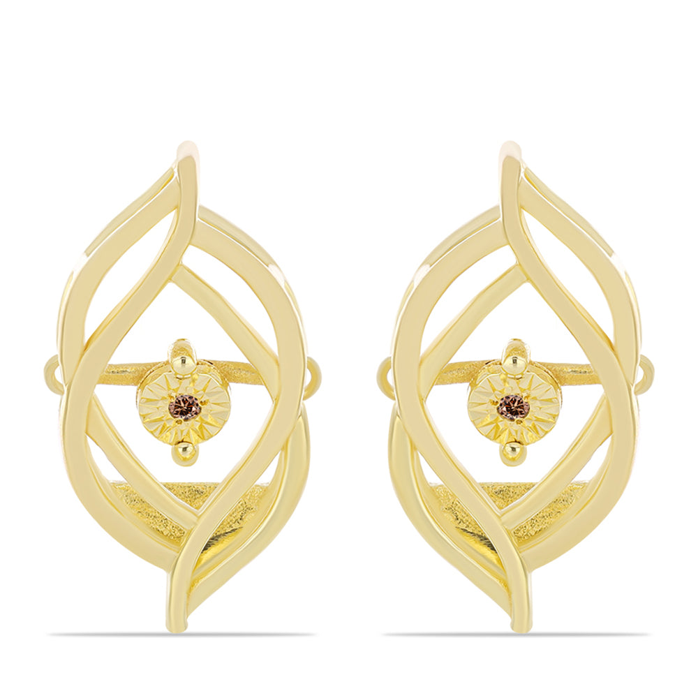 Goldplattierte Silberohrringe mit Cognac-Diamant