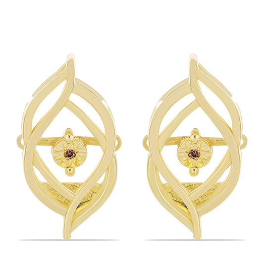 Goldplattierte Silberohrringe mit Cognac-Diamant