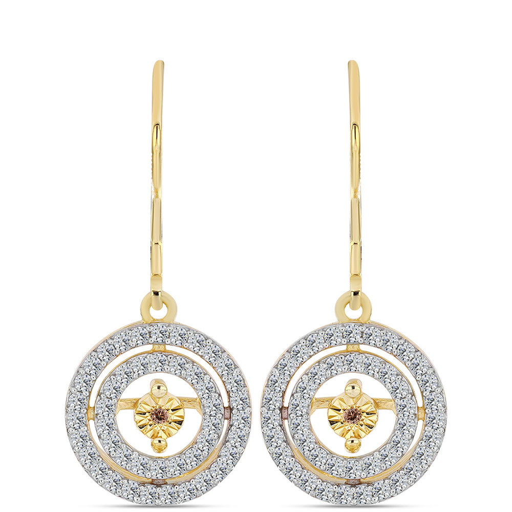 Goldplattierte Silberohrringe mit Cognac-Diamant und weißem Topas