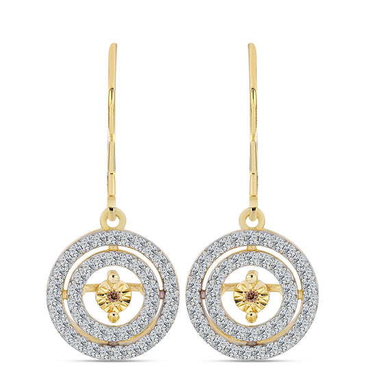 Goldplattierte Silberohrringe mit Cognac-Diamant und weißem Topas