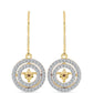 Goldplattierte Silberohrringe mit Cognac-Diamant und weißem Topas