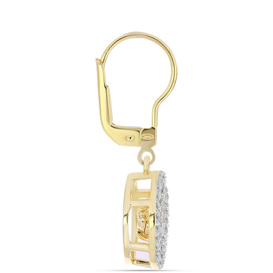 Goldplattierte Silberohrringe mit Cognac-Diamant und weißem Topas