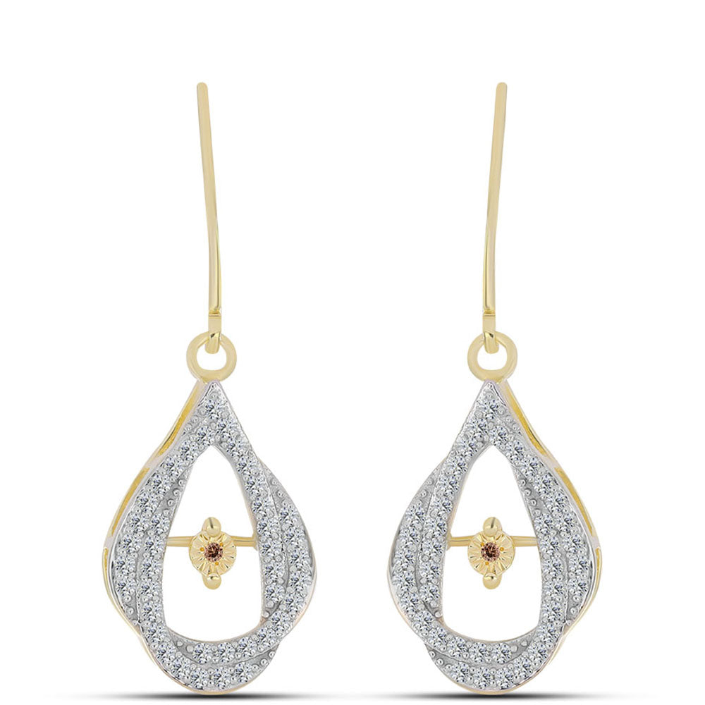 Goldplattierte Silberohrringe mit Cognac-Diamant und weißem Topas 1 