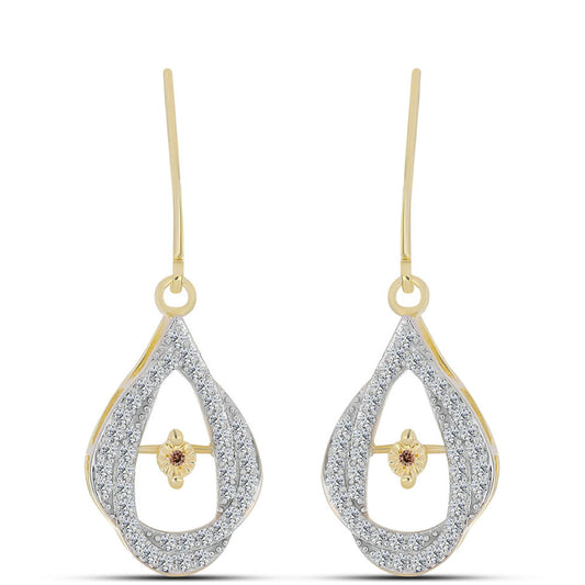 Goldplattierte Silberohrringe mit Cognac-Diamant und weißem Topas