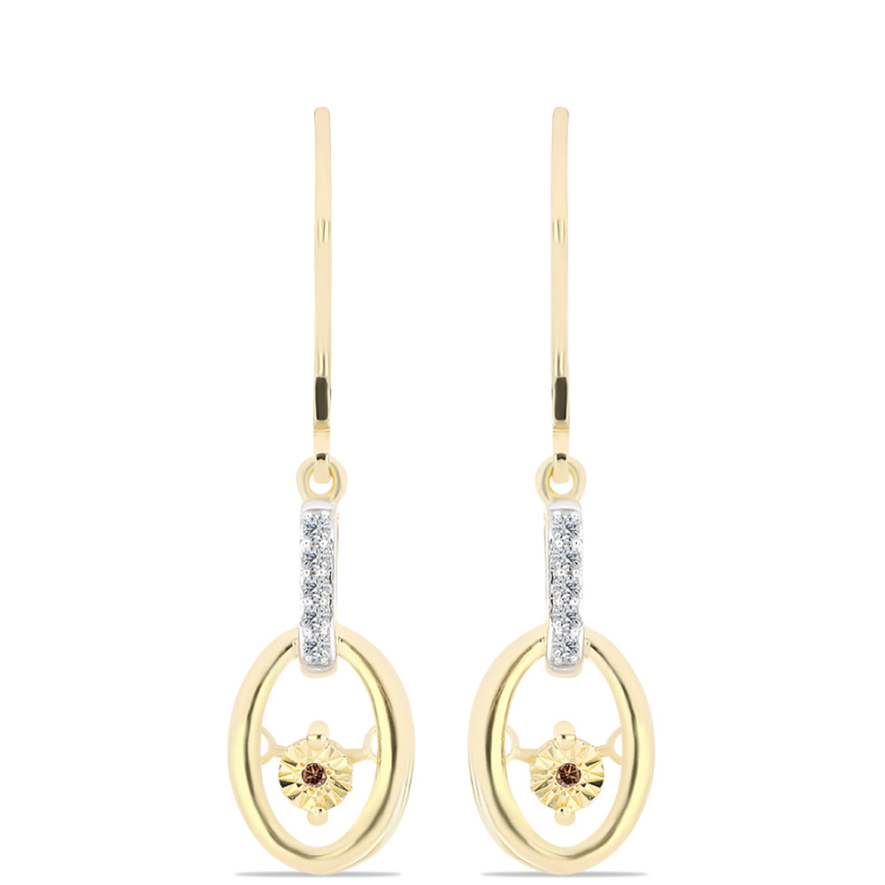 Goldplattierte Silberohrringe mit Cognac-Diamant und weißem Topas 1 