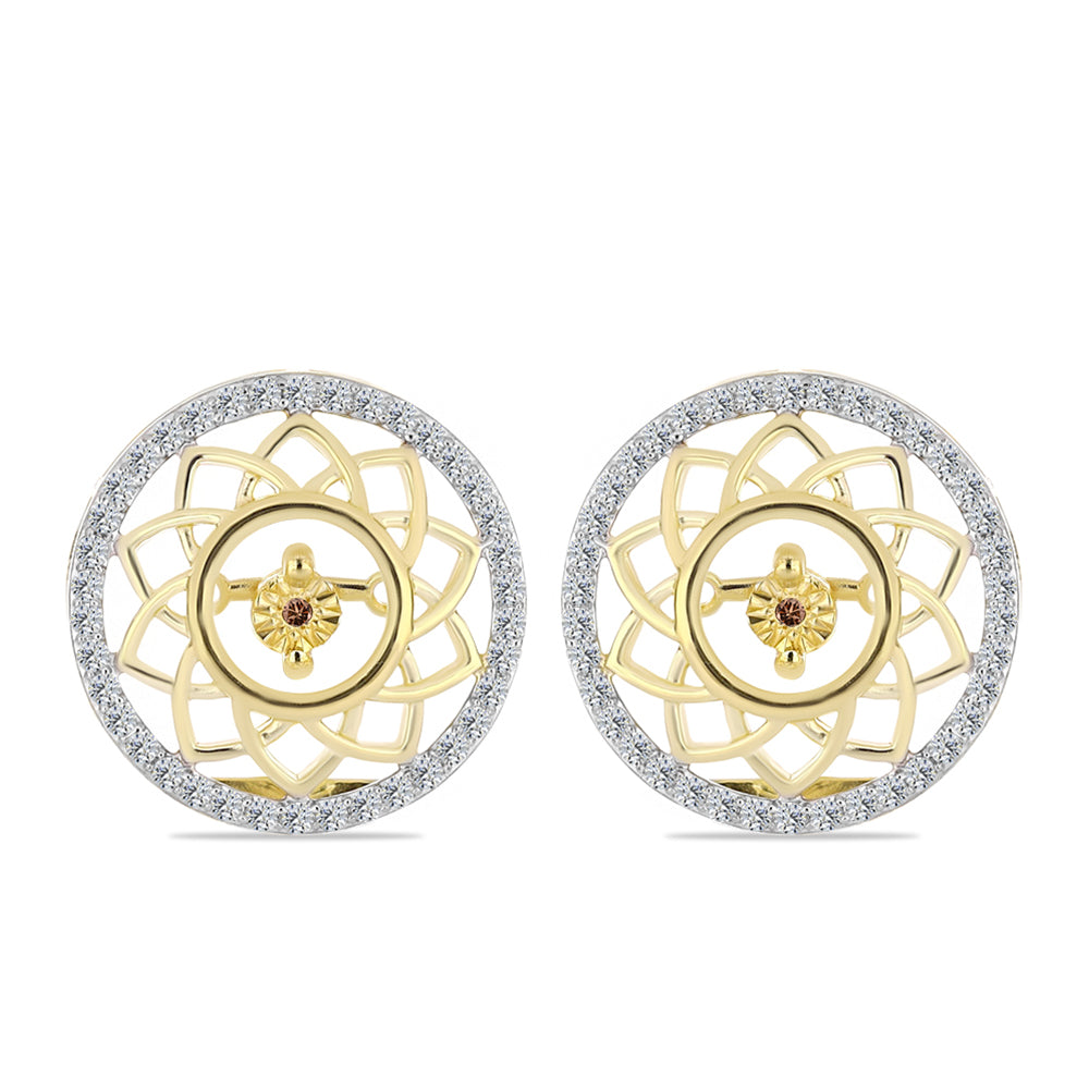 Goldplattierte Silberohrringe mit Cognac-Diamant und weißem Topas 1 