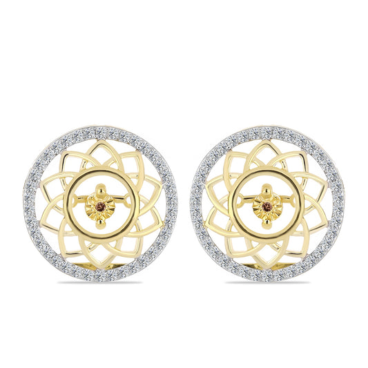 Goldplattierte Silberohrringe mit Cognac-Diamant und weißem Topas