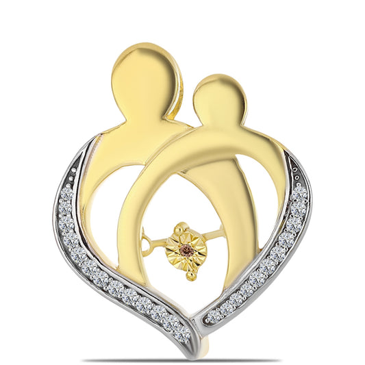 Goldplattierter Silberanhänger mit Cognac-Diamant und weißem Topas