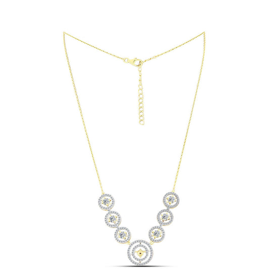 Goldplattierte Silberhalskette mit Cognac-Diamant und weißem Topas