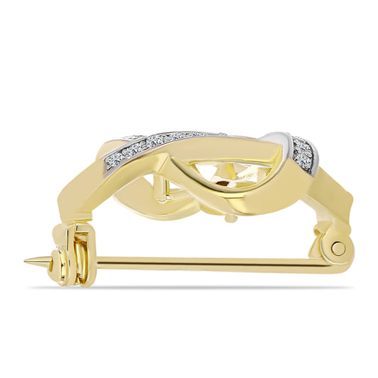 Goldplattierte Silberbrosche mit Cognac-Diamant und weißem Topas