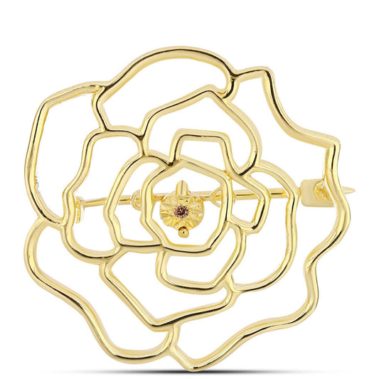 Goldplattierte Silberbrosche mit Cognac-Diamant