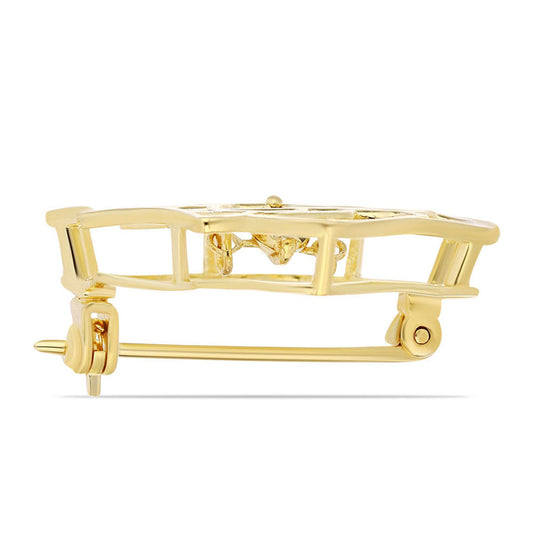 Goldplattierte Silberbrosche mit Cognac-Diamant