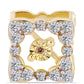 Goldplattierte Silberbrosche mit Cognac-Diamant und weißem Topas