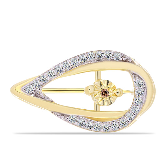 Goldplattierte Silberbrosche mit Cognac-Diamant und weißem Topas