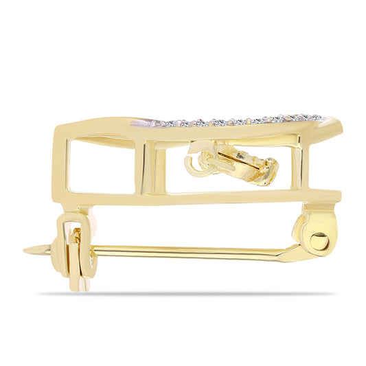 Goldplattierte Silberbrosche mit Cognac-Diamant und weißem Topas