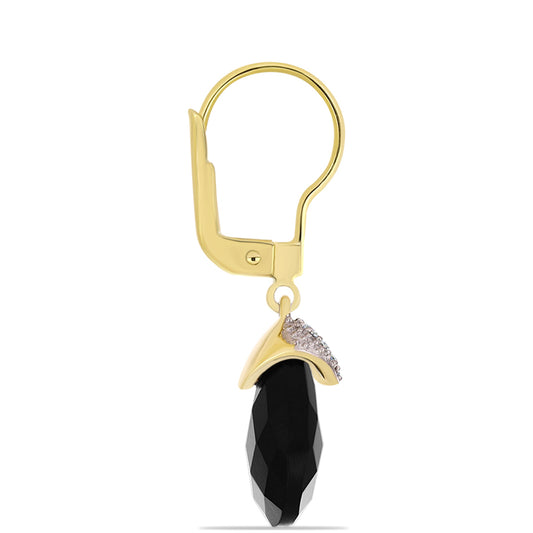Goldplattierte Silberohrringe mit schwarzem Onyx und weißem Topas