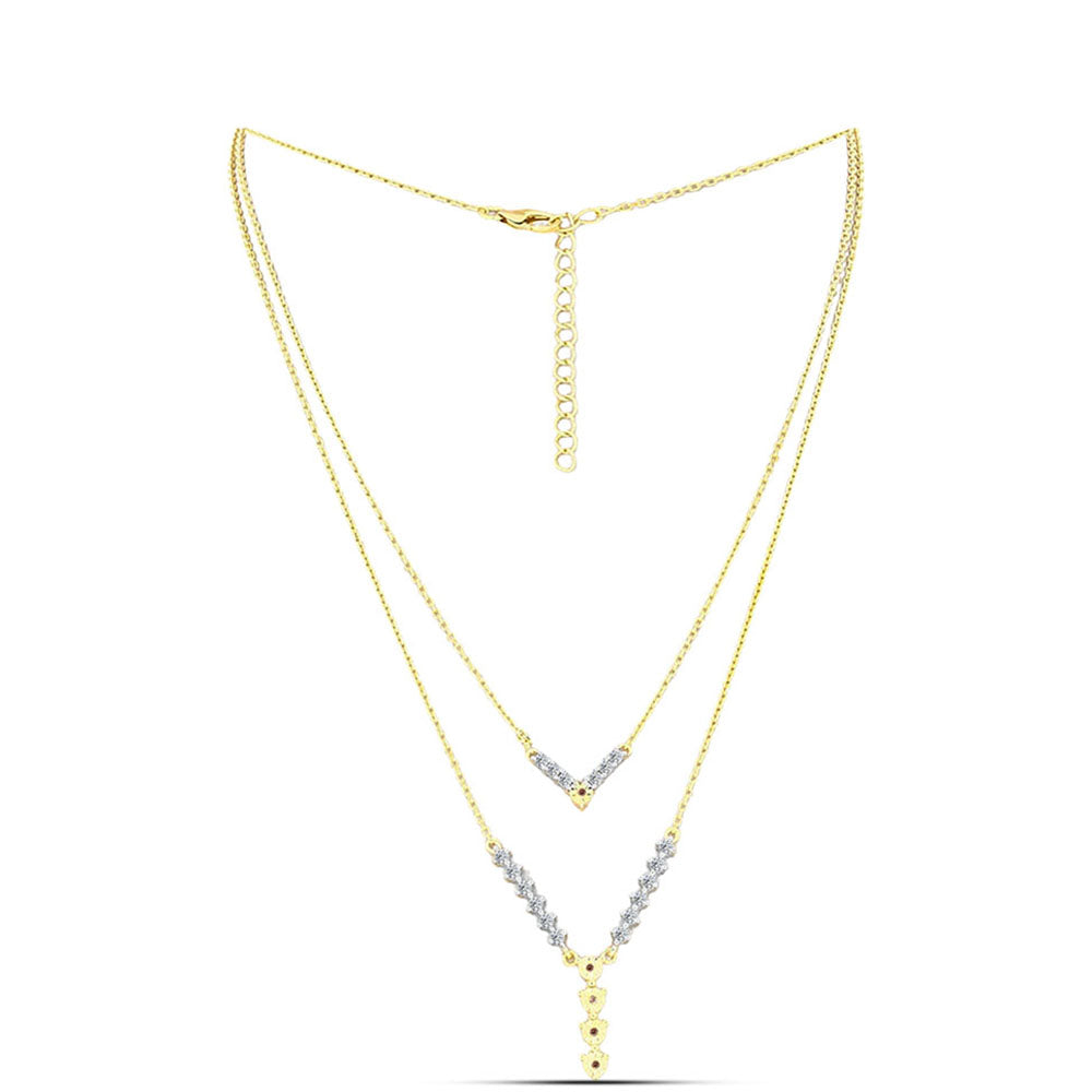 Goldplattierte Silberhalskette mit Cognac-Diamant und weißem Topas